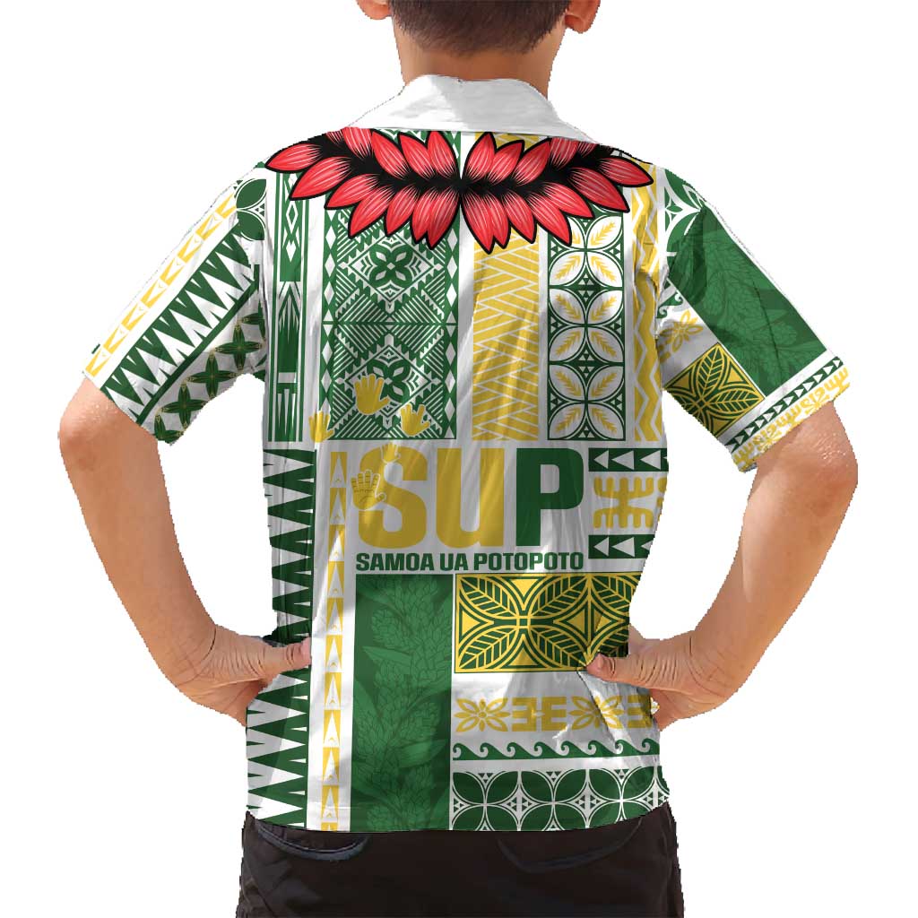 Samoa Uniting Party Family Matching Off Shoulder Short Dress and Hawaiian Shirt SUP Est 2025 Siapo Pattern - Polynesian Pride