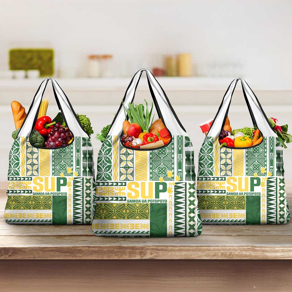 Samoa Uniting Party Grocery Bag SUP Est 2025 Siapo Pattern - Polynesian Pride