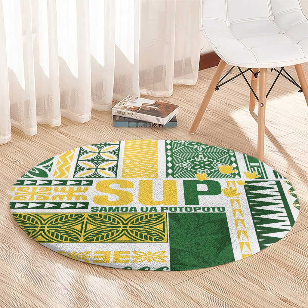Samoa Uniting Party Round Carpet SUP Est 2025 Siapo Pattern - Polynesian Pride