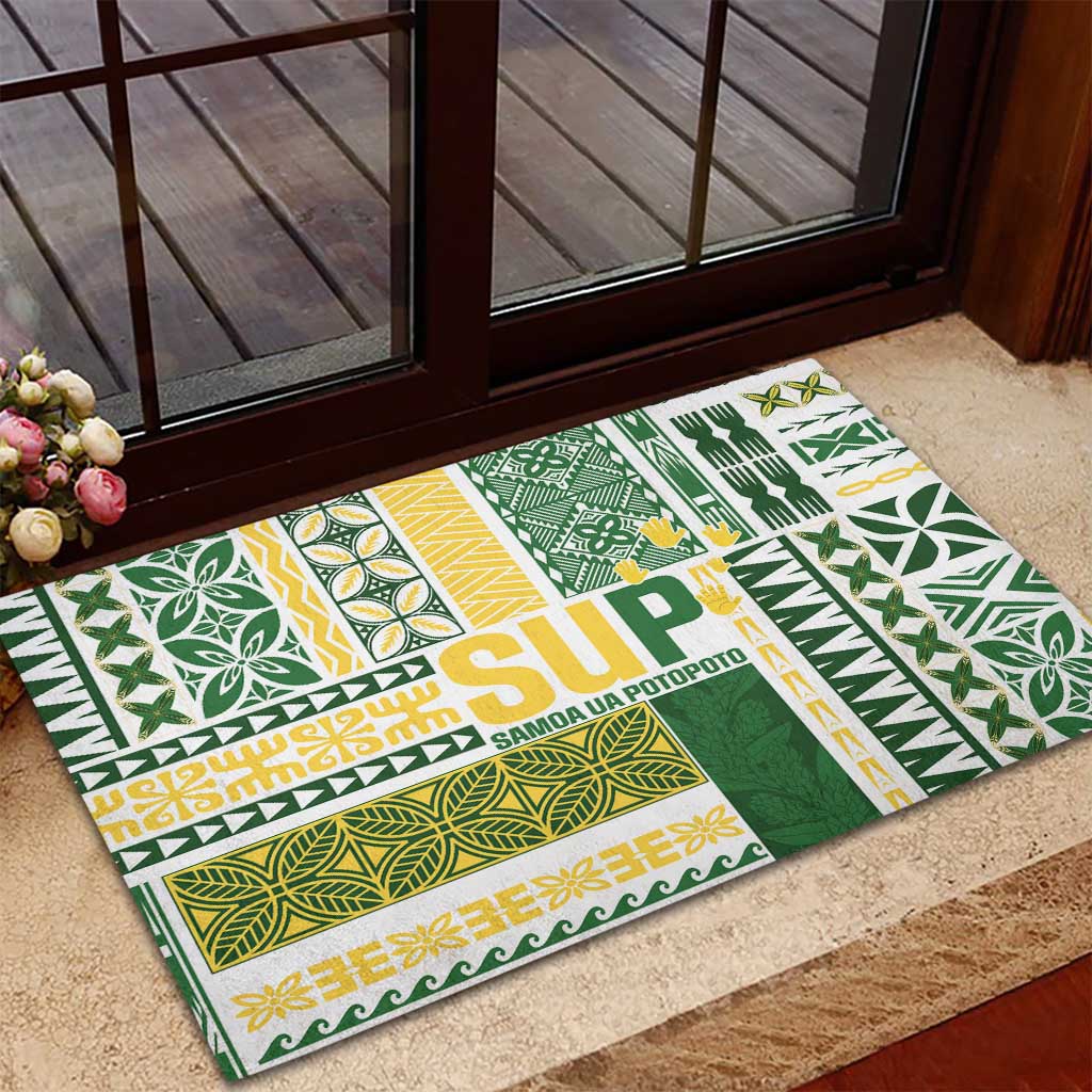 Samoa Uniting Party Rubber Doormat SUP Est 2025 Siapo Pattern - Polynesian Pride