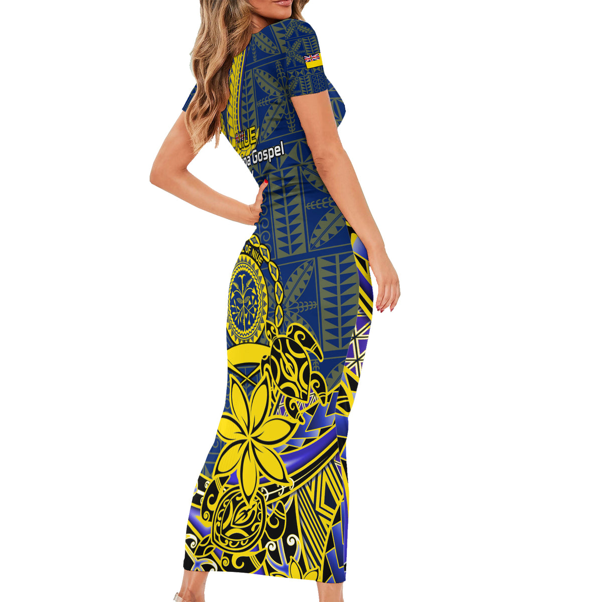 Niue Peniamina Gospel Day Family Matching Short Sleeve Bodycon Dress and Hawaiian Shirt Unique Niean Hiapo LT14 - Polynesian Pride
