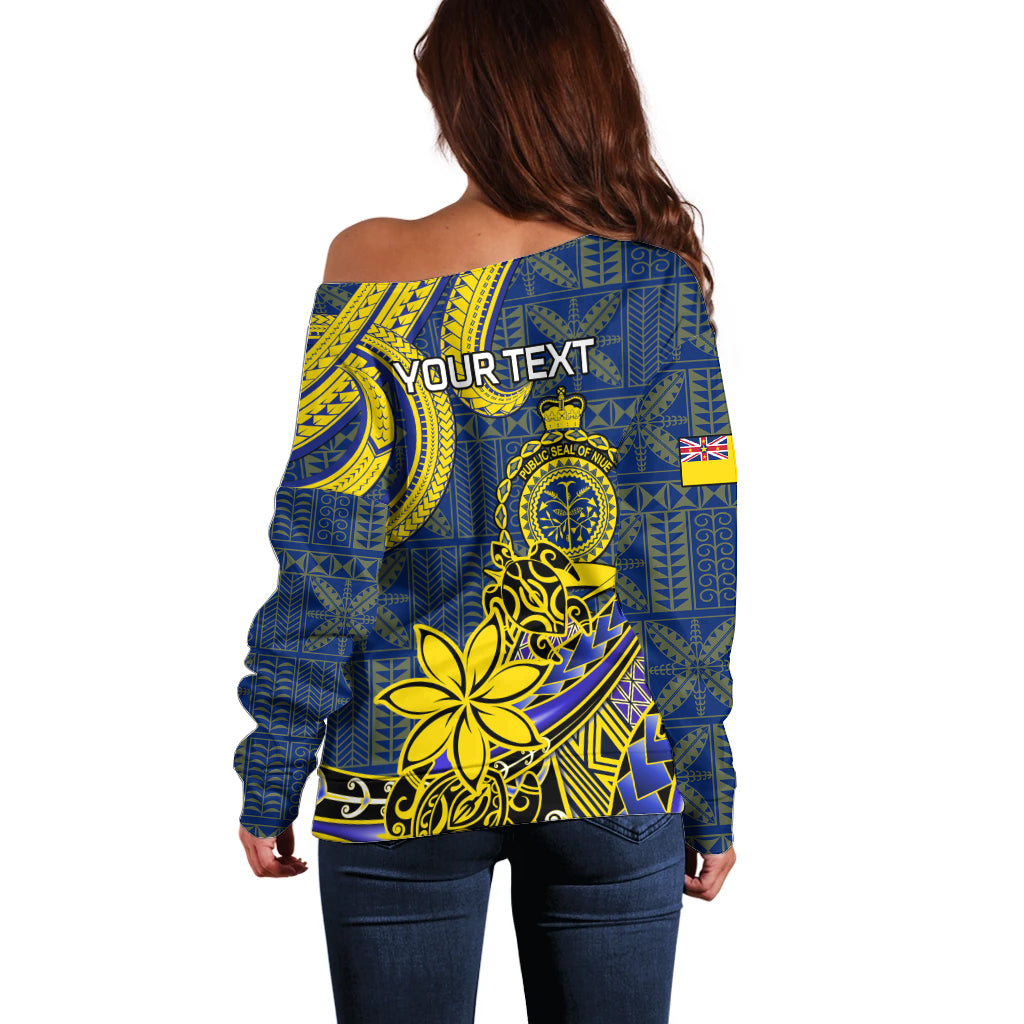 Personalised Niue Peniamina Gospel Day Off Shoulder Sweater Unique Niean Hiapo LT14 - Polynesian Pride