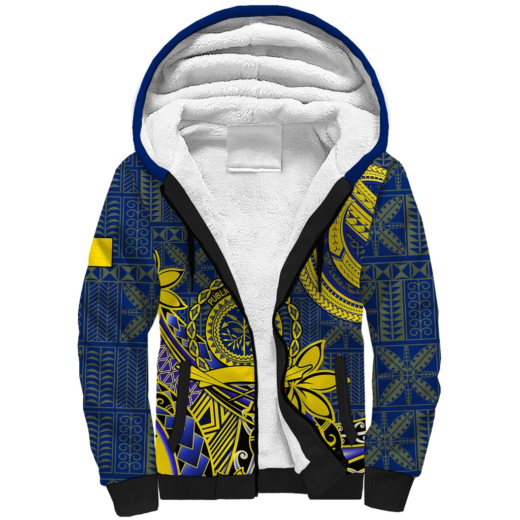 Personalised Niue Peniamina Gospel Day Sherpa Hoodie Unique Niean Hiapo LT14 Unisex Blue - Polynesian Pride