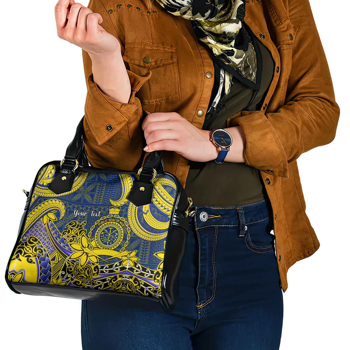 Personalised Niue Peniamina Gospel Day Shoulder Handbag Unique Niean Hiapo LT14 - Polynesian Pride