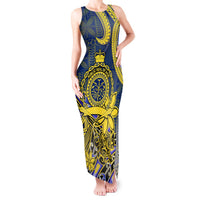 Personalised Niue Peniamina Gospel Day Tank Maxi Dress Unique Niean Hiapo LT14 Women Blue - Polynesian Pride
