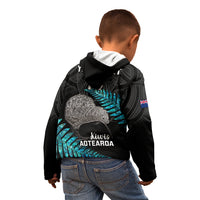 Custom New Zealand Silver Fern Rugby Kid Hoodie Pacific 2023 Kia Haka Kiwis With Maori Ta Moko LT14 - Polynesian Pride