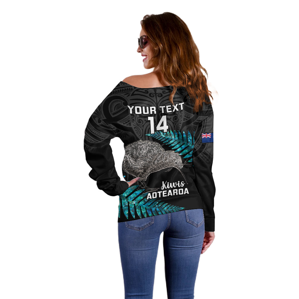 Custom New Zealand Silver Fern Rugby Off Shoulder Sweater Pacific 2023 Kia Haka Kiwis With Maori Ta Moko LT14 - Polynesian Pride