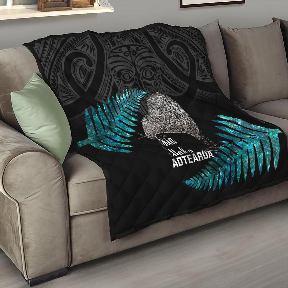 New Zealand Silver Fern Rugby Quilt Pacific 2023 Kia Haka Kiwis With Maori Ta Moko LT14 - Polynesian Pride