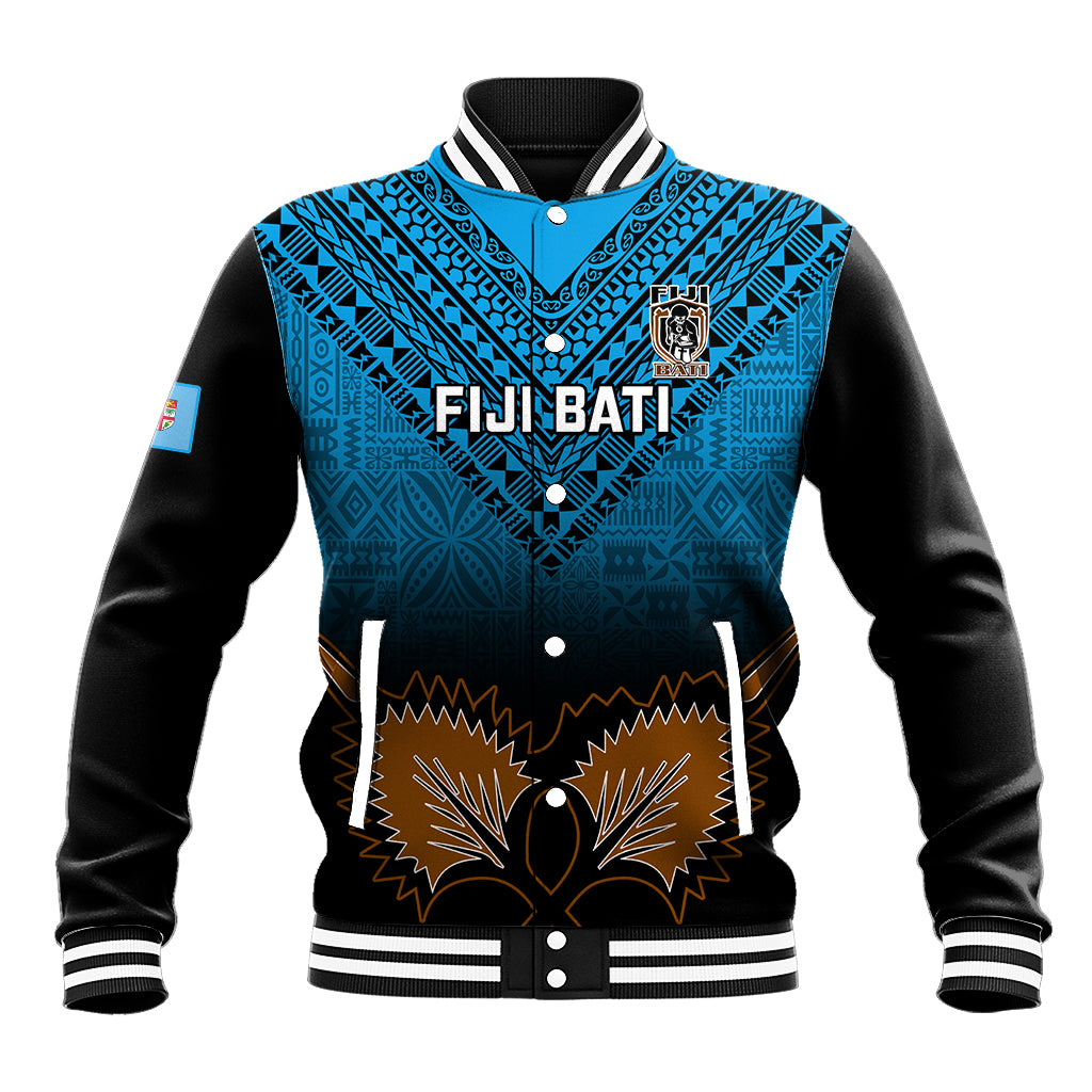 Custom Fiji Tapa Rugby Baseball Jacket Pacific 2023 Go Fijian Bati LT14 Unisex Blue - Polynesian Pride