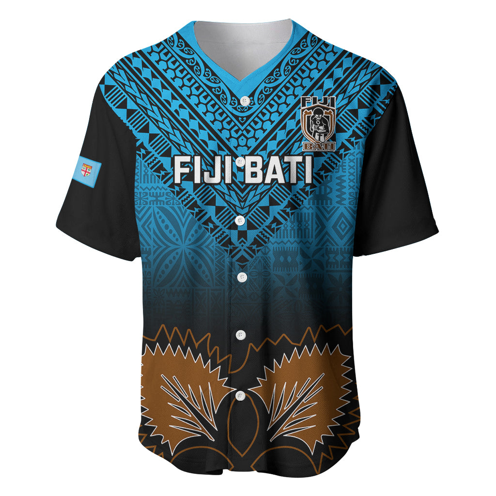Custom Fiji Tapa Rugby Baseball Jersey Pacific 2023 Go Fijian Bati LT14 Blue - Polynesian Pride