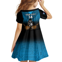 Custom Fiji Tapa Rugby Kid Short Sleeve Dress Pacific 2023 Go Fijian Bati LT14 - Polynesian Pride
