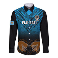 Custom Fiji Tapa Rugby Long Sleeve Button Shirt Pacific 2023 Go Fijian Bati LT14 Unisex Blue - Polynesian Pride