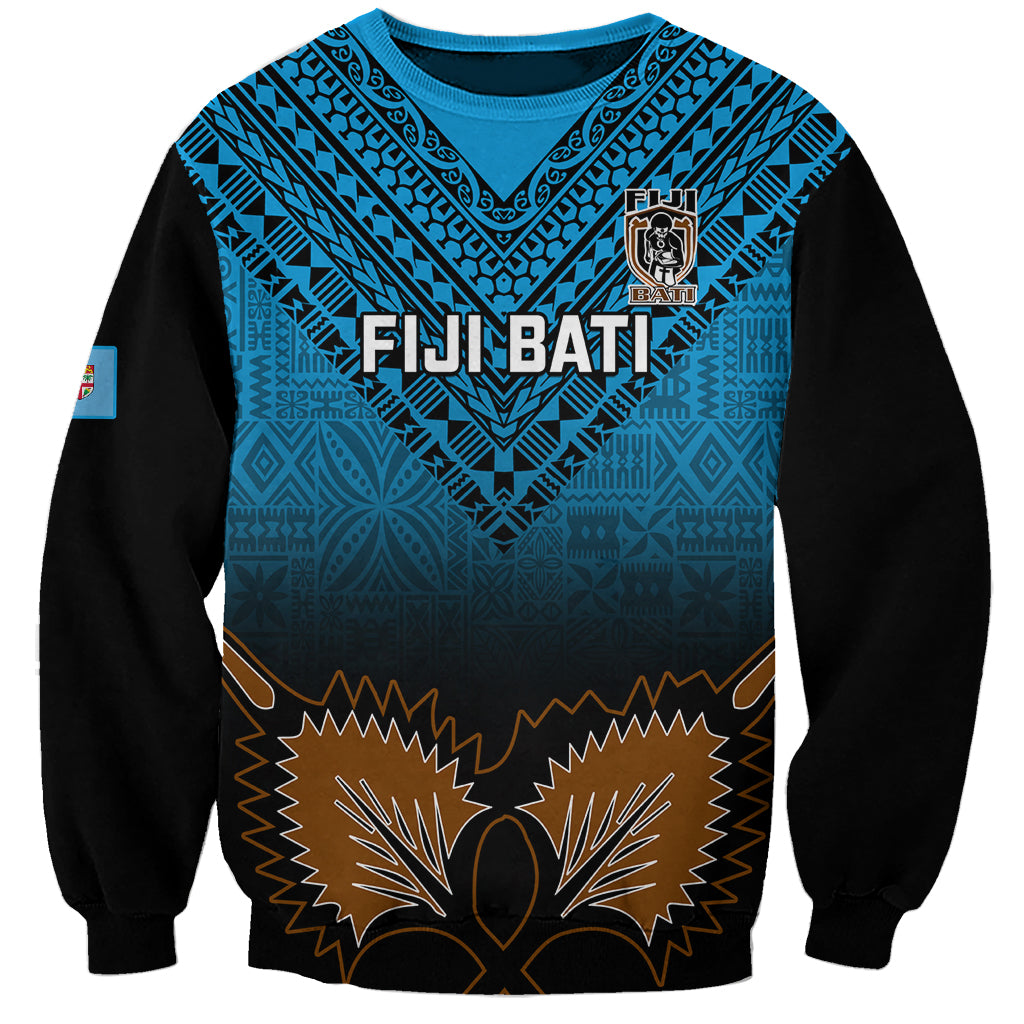 Custom Fiji Tapa Rugby Sweatshirt Pacific 2023 Go Fijian Bati LT14 Unisex Blue - Polynesian Pride