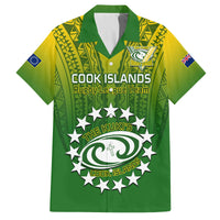 Custom Cook Islands Rugby Family Matching Summer Maxi Dress and Hawaiian Shirt Pacific 2023 Go The Kukis LT14 Dad's Shirt - Short Sleeve Green - Polynesian Pride