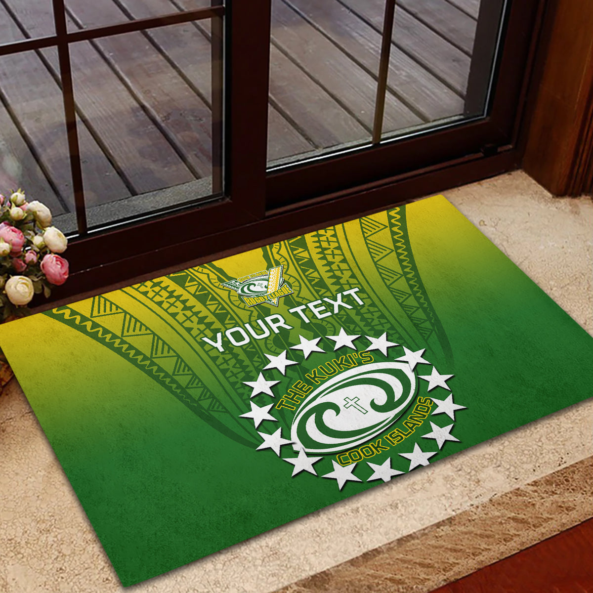 Custom Cook Islands Rugby Rubber Doormat Pacific 2023 Go The Kukis LT14 - Polynesian Pride