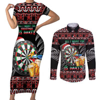 All I Want For Christmas Is Darts New Zealand Couples Matching Short Sleeve Bodycon Dress and Long Sleeve Button Shirt LT14 Black - Polynesian Pride