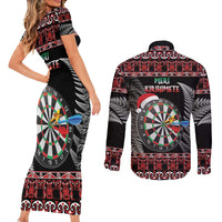 All I Want For Christmas Is Darts New Zealand Couples Matching Short Sleeve Bodycon Dress and Long Sleeve Button Shirt LT14 - Polynesian Pride