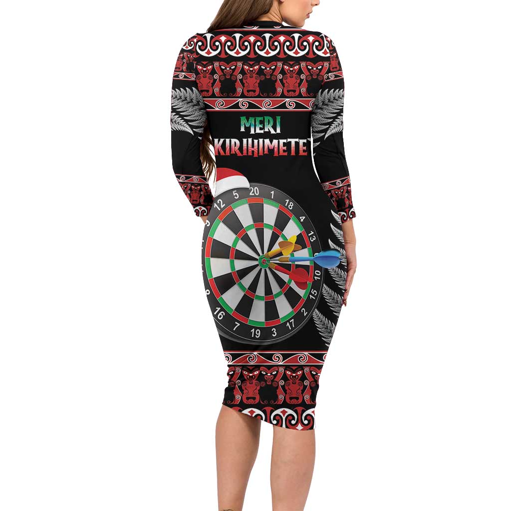 All I Want For Christmas Is Darts New Zealand Family Matching Long Sleeve Bodycon Dress and Hawaiian Shirt LT14 - Polynesian Pride