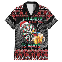 All I Want For Christmas Is Darts New Zealand Family Matching Off The Shoulder Long Sleeve Dress and Hawaiian Shirt LT14 Dad's Shirt - Short Sleeve Black - Polynesian Pride