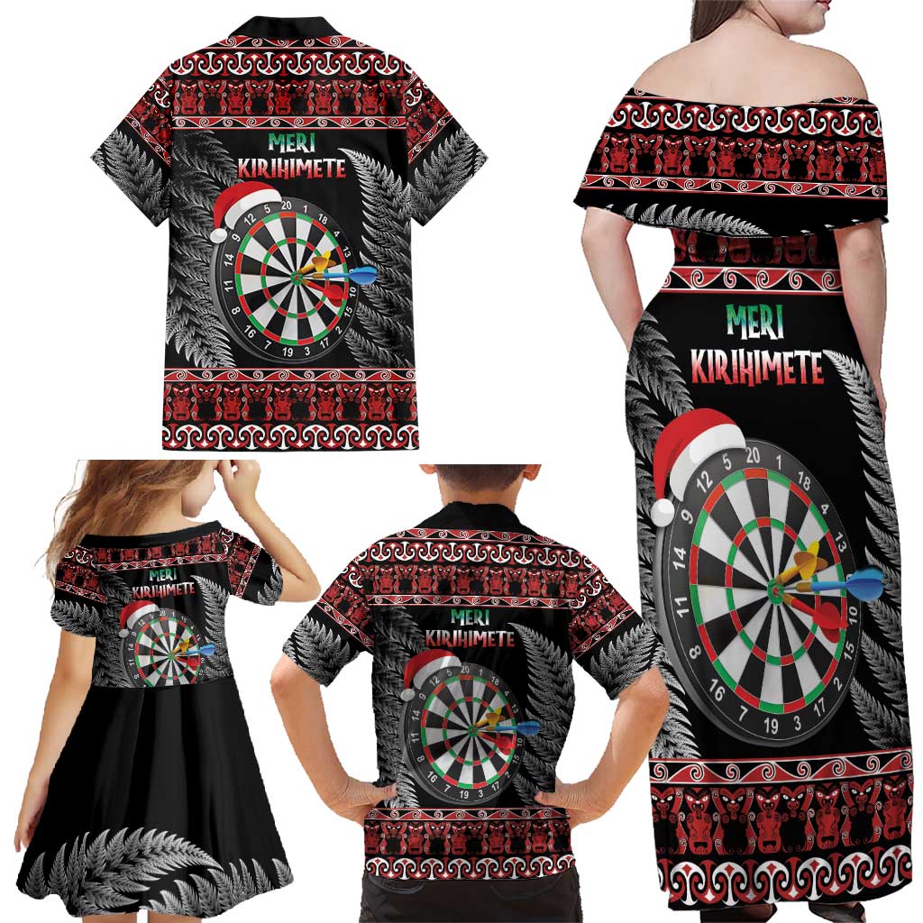 All I Want For Christmas Is Darts New Zealand Family Matching Off Shoulder Maxi Dress and Hawaiian Shirt LT14 - Polynesian Pride