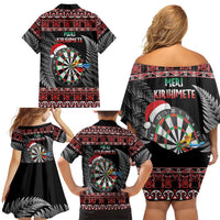 All I Want For Christmas Is Darts New Zealand Family Matching Off Shoulder Short Dress and Hawaiian Shirt LT14 - Polynesian Pride