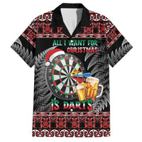 All I Want For Christmas Is Darts New Zealand Family Matching Off Shoulder Short Dress and Hawaiian Shirt LT14 Dad's Shirt - Short Sleeve Black - Polynesian Pride