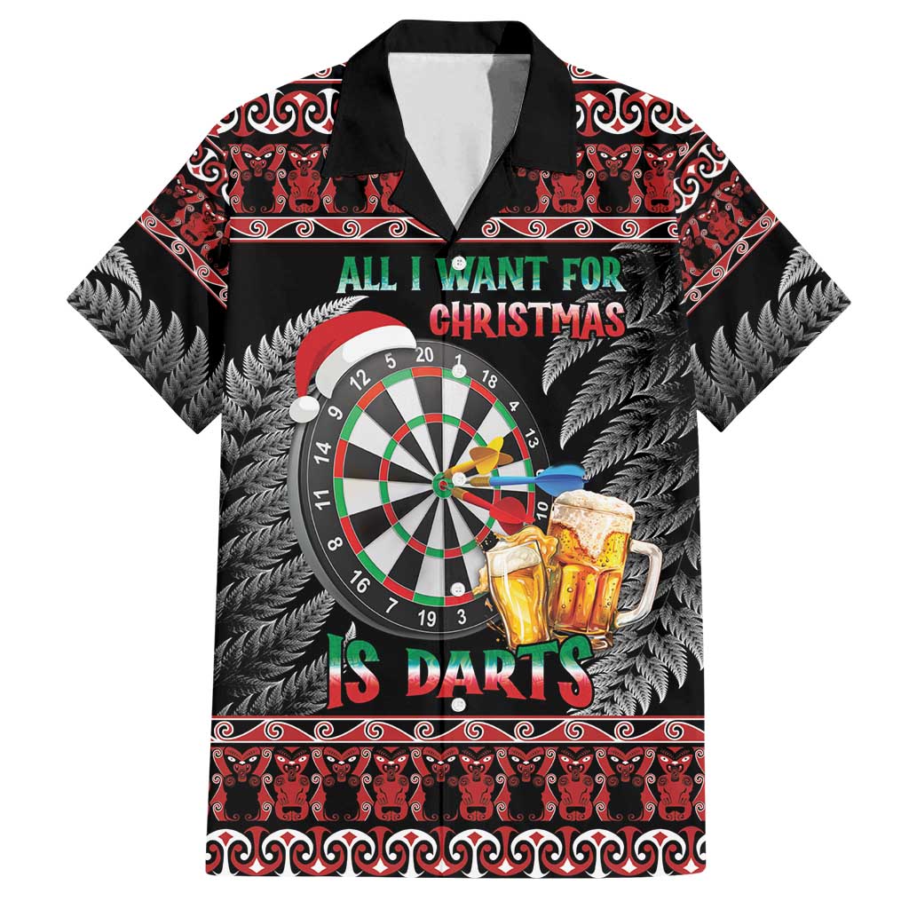 All I Want For Christmas Is Darts New Zealand Family Matching Summer Maxi Dress and Hawaiian Shirt LT14 Dad's Shirt - Short Sleeve Black - Polynesian Pride
