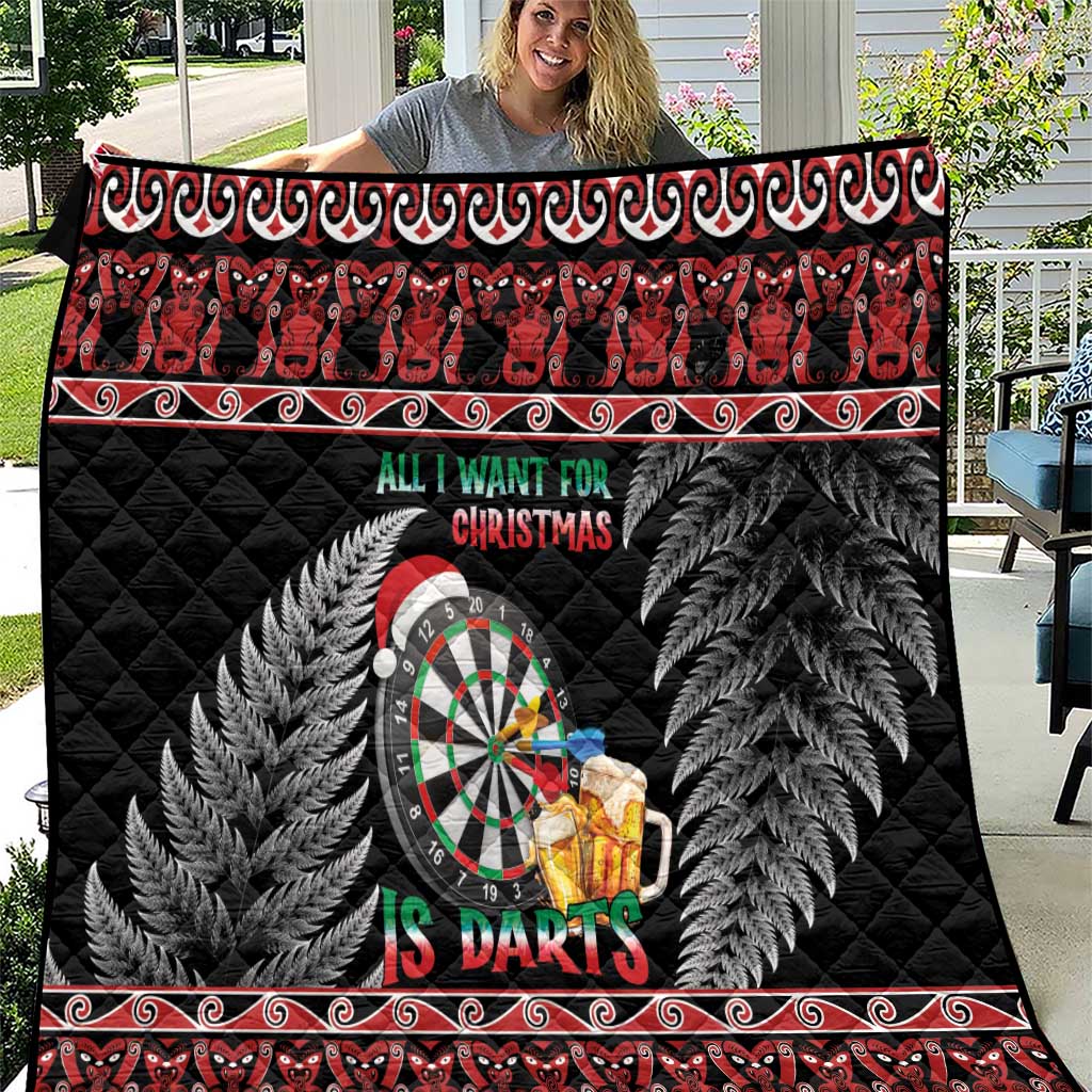 All I Want For Christmas Is Darts New Zealand Quilt LT14 Black - Polynesian Pride