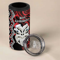 Personalised New Zealand Christmas 4 in 1 Can Cooler Tumbler Meri Kirihimete Maori Wheku - Taniko Art LT14 - Polynesian Pride
