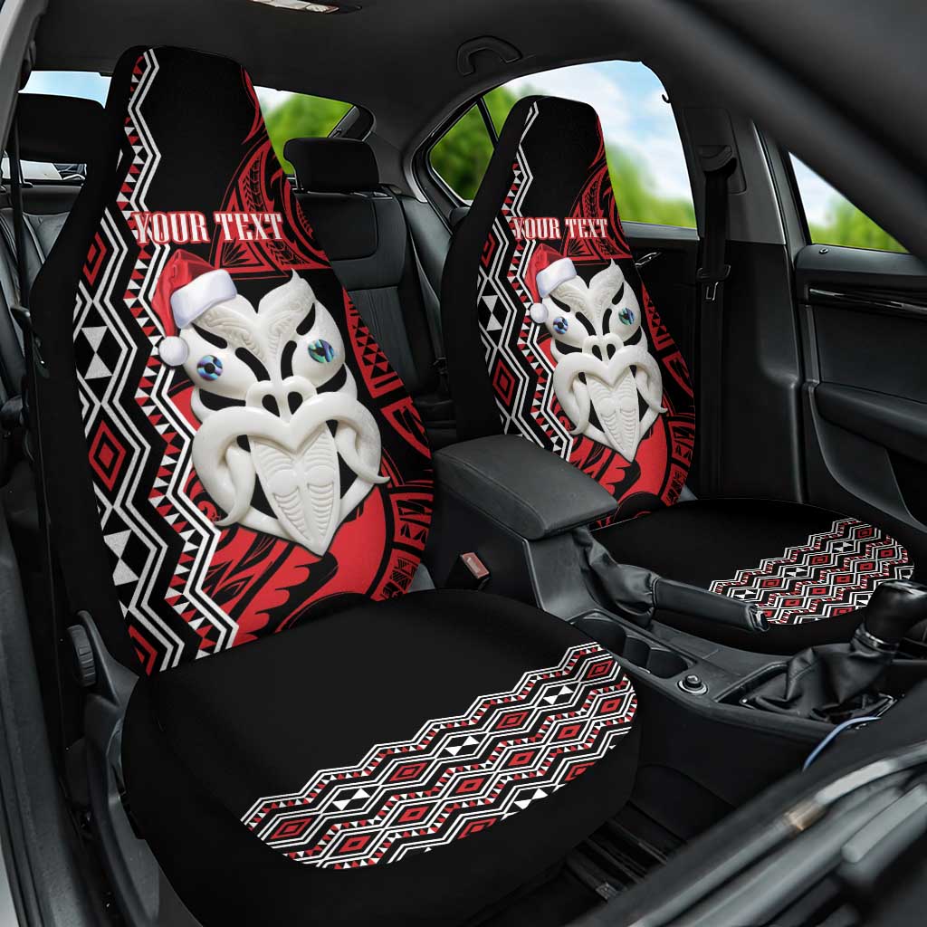 Personalised New Zealand Christmas Car Seat Cover Meri Kirihimete Maori Wheku - Taniko Art LT14 One Size Black - Polynesian Pride