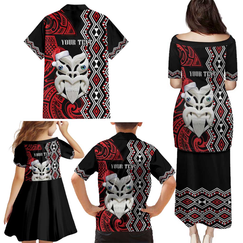 Personalised New Zealand Christmas Family Matching Puletasi and Hawaiian Shirt Meri Kirihimete Maori Wheku - Taniko Art LT14 - Polynesian Pride