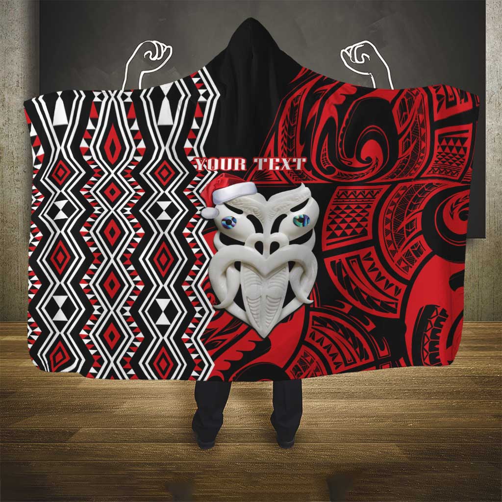 Personalised New Zealand Christmas Hooded Blanket Meri Kirihimete Maori Wheku - Taniko Art LT14 - Polynesian Pride