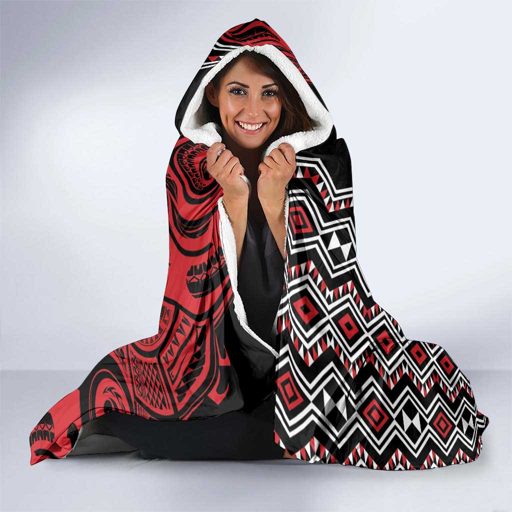 Personalised New Zealand Christmas Hooded Blanket Meri Kirihimete Maori Wheku - Taniko Art LT14 - Polynesian Pride