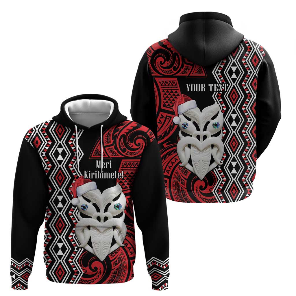 Personalised New Zealand Christmas Hoodie Meri Kirihimete Maori Wheku - Taniko Art LT14 - Polynesian Pride