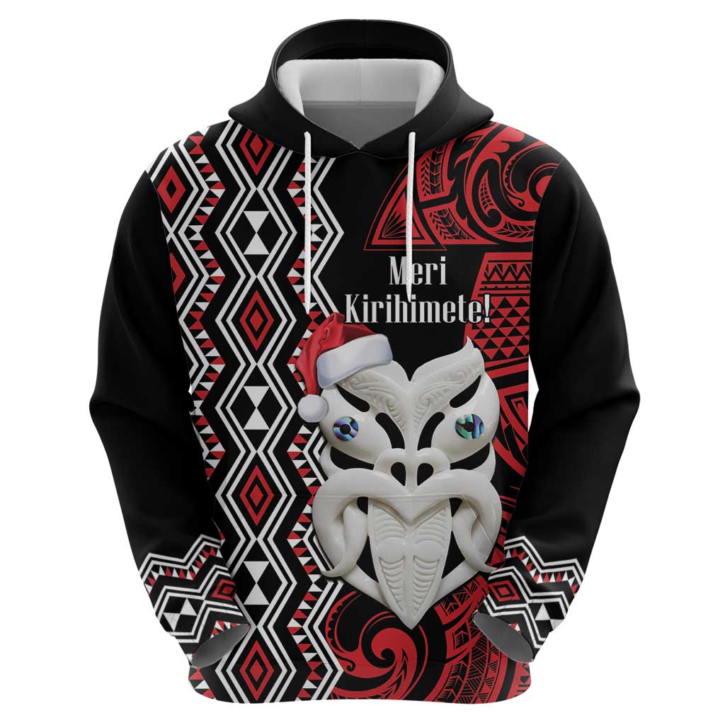 Personalised New Zealand Christmas Hoodie Meri Kirihimete Maori Wheku - Taniko Art LT14 - Polynesian Pride