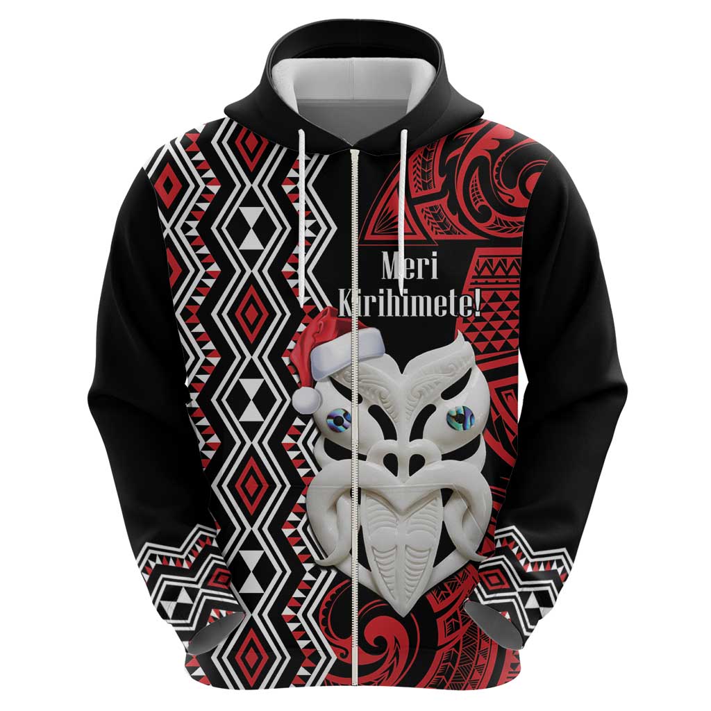 Personalised New Zealand Christmas Hoodie Meri Kirihimete Maori Wheku - Taniko Art LT14 - Polynesian Pride