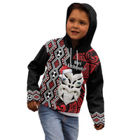 Personalised New Zealand Christmas Kid Hoodie Meri Kirihimete Maori Wheku - Taniko Art LT14 - Polynesian Pride