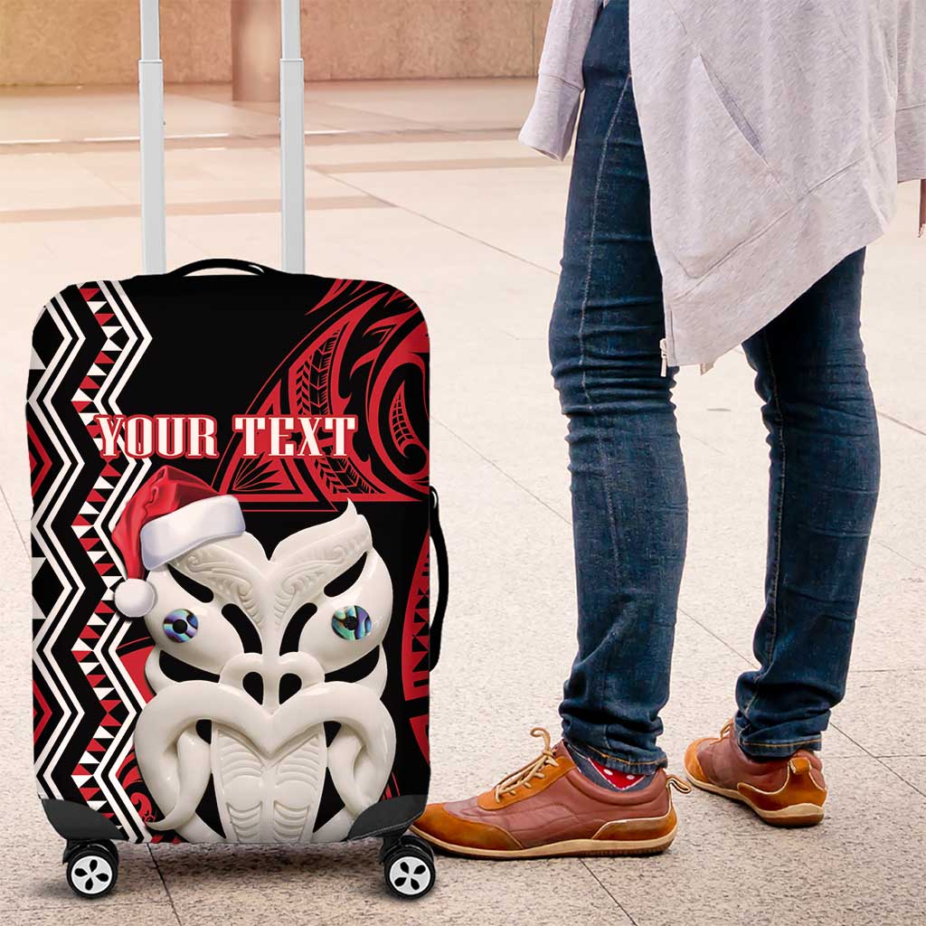 Personalised New Zealand Christmas Luggage Cover Meri Kirihimete Maori Wheku - Taniko Art LT14 Black - Polynesian Pride