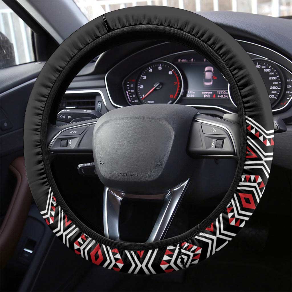 New Zealand Christmas Steering Wheel Cover Meri Kirihimete Maori Wheku - Taniko Art LT14 - Polynesian Pride