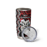 Personalised New Zealand Christmas Tumbler Cup Meri Kirihimete Maori Wheku - Taniko Art LT14 - Polynesian Pride