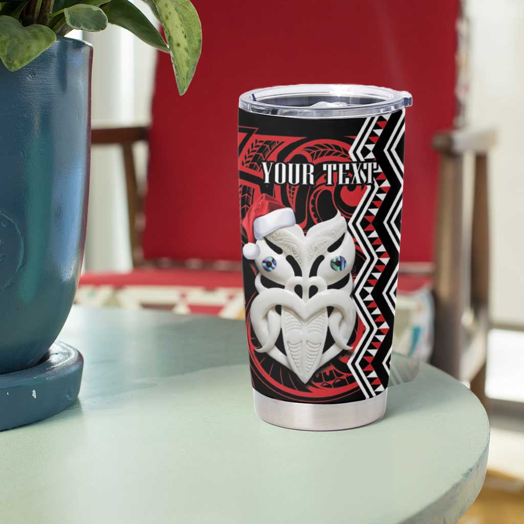 Personalised New Zealand Christmas Tumbler Cup Meri Kirihimete Maori Wheku - Taniko Art LT14 - Polynesian Pride