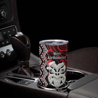 Personalised New Zealand Christmas Tumbler Cup Meri Kirihimete Maori Wheku - Taniko Art LT14 - Polynesian Pride