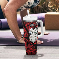 Personalised New Zealand Christmas Tumbler With Handle Meri Kirihimete Maori Wheku - Taniko Art LT14 - Polynesian Pride