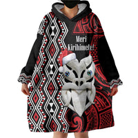 Personalised New Zealand Christmas Wearable Blanket Hoodie Meri Kirihimete Maori Wheku - Taniko Art LT14 - Polynesian Pride