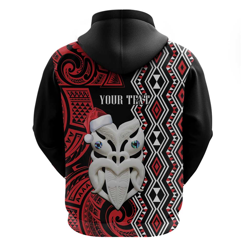 Personalised New Zealand Christmas Zip Hoodie Meri Kirihimete Maori Wheku - Taniko Art LT14 - Polynesian Pride