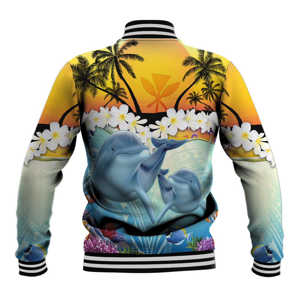 Aloha Hawaii Dolphins Baseball Jacket Heart Of The Ocean Tropical Summer Vibes LT14 - Polynesian Pride