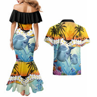 Aloha Hawaii Dolphins Couples Matching Mermaid Dress and Hawaiian Shirt Heart Of The Ocean Tropical Summer Vibes LT14 - Polynesian Pride