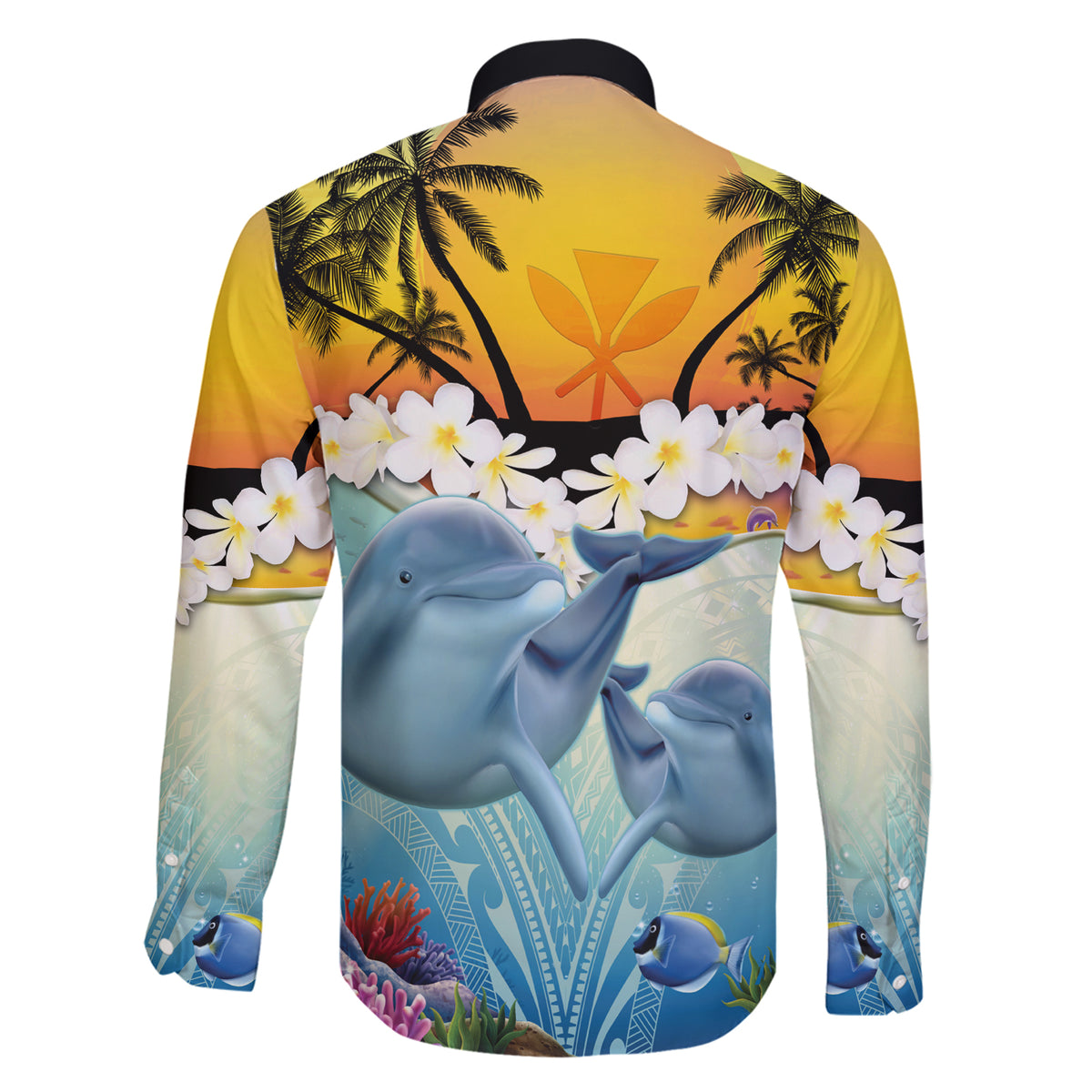 Aloha Hawaii Dolphins Family Matching Short Sleeve Bodycon Dress and Hawaiian Shirt Heart Of The Ocean Tropical Summer Vibes LT14 - Polynesian Pride