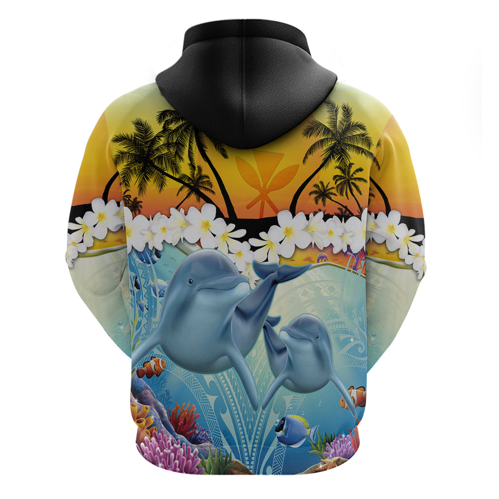 Aloha Hawaii Dolphins Hoodie Heart Of The Ocean Tropical Summer Vibes LT14 - Polynesian Pride