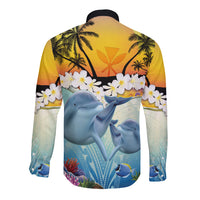 Aloha Hawaii Dolphins Long Sleeve Button Shirt Heart Of The Ocean Tropical Summer Vibes LT14 - Polynesian Pride